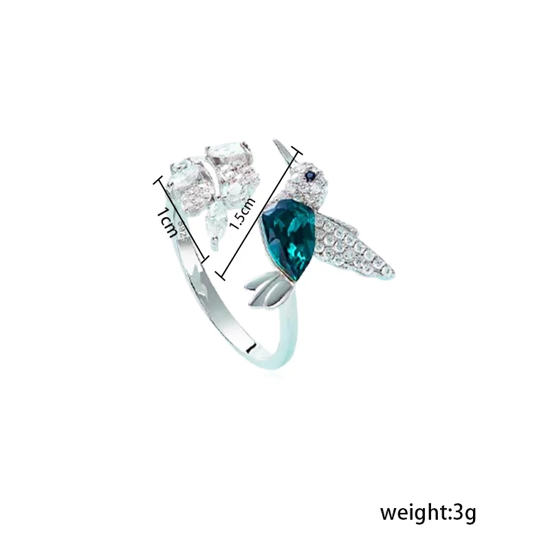 Novelty Bird White Gold Plated Rhinestones Alloy Wholesale Open Rings display picture 1
