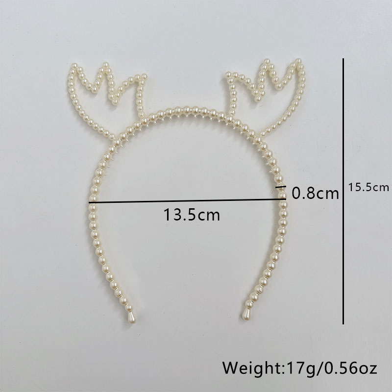 Women's Casual Cute Antlers Imitation Pearl Beaded Hair Band display picture 1