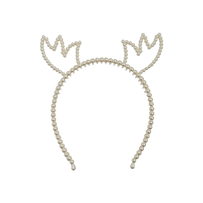 Women's Casual Cute Antlers Imitation Pearl Beaded Hair Band display picture 2