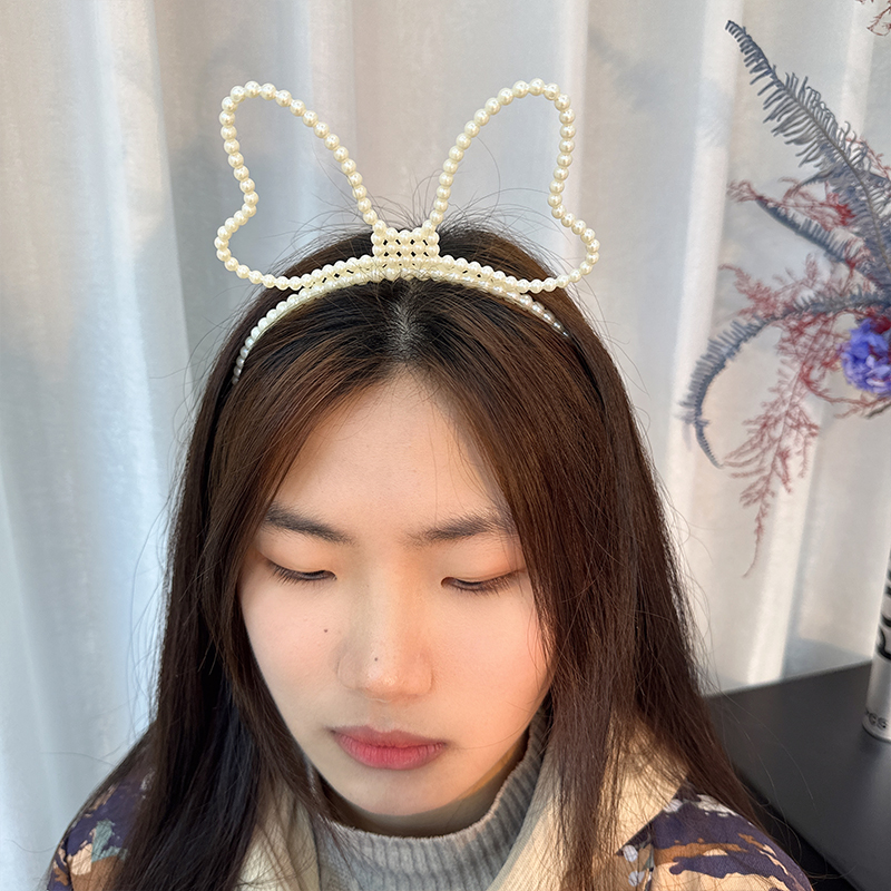 Women's Casual Cute Antlers Imitation Pearl Beaded Hair Band display picture 8