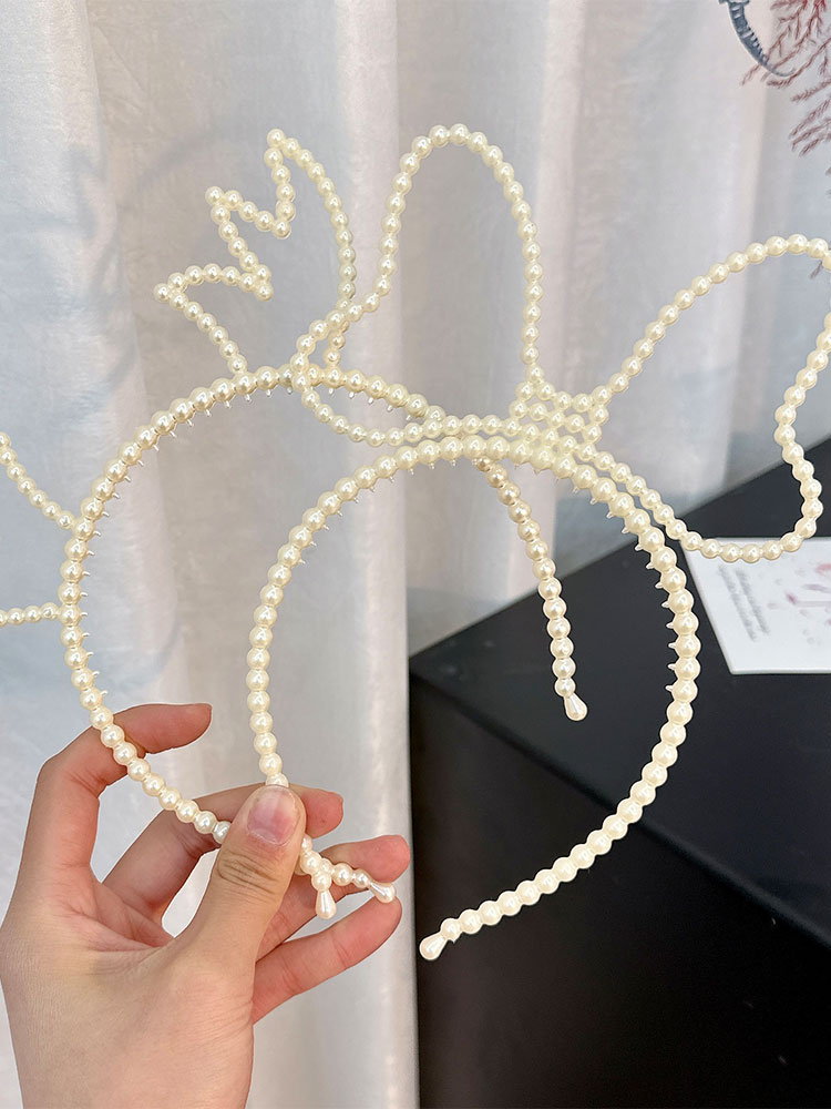 Women's Casual Cute Antlers Imitation Pearl Beaded Hair Band display picture 9
