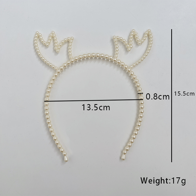 Women's Casual Cute Antlers Imitation Pearl Beaded Hair Band display picture 10