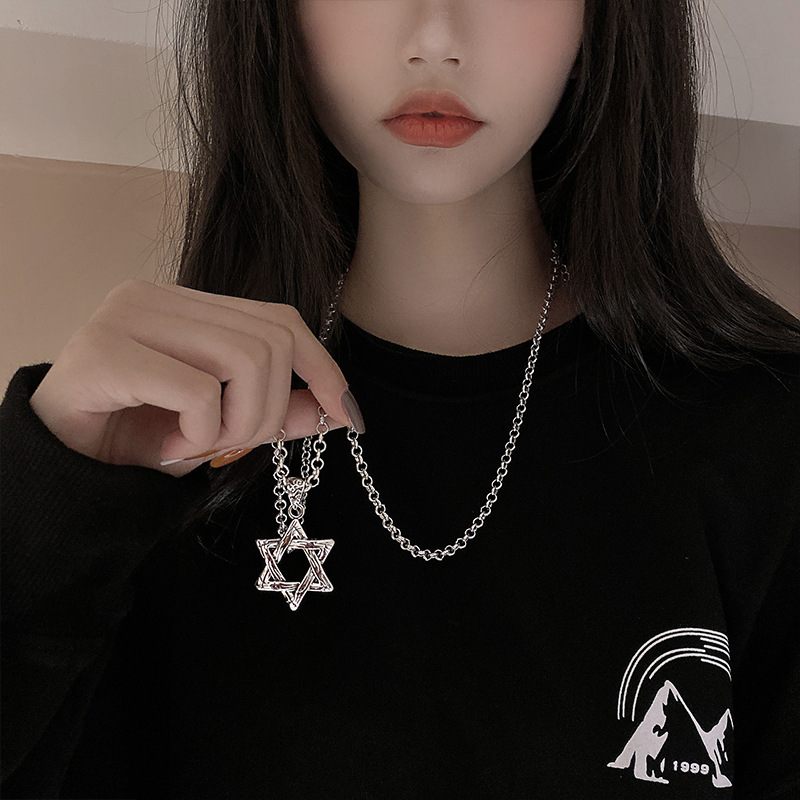 Hip-hop Streetwear Hexagram White Gold Plated Alloy Wholesale Pendant Necklace display picture 3