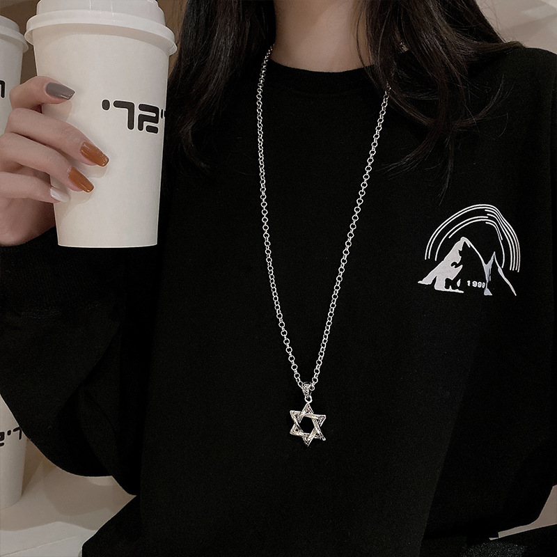 Hip-hop Streetwear Hexagram White Gold Plated Alloy Wholesale Pendant Necklace display picture 5