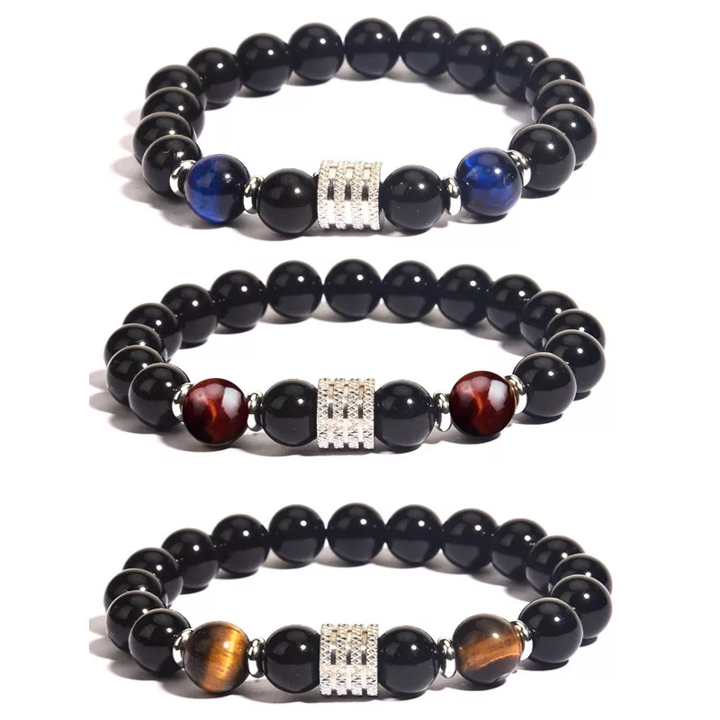Simple Style Classic Style Round Stainless Steel Natural Stone Glass Chakra Bracelet display picture 3