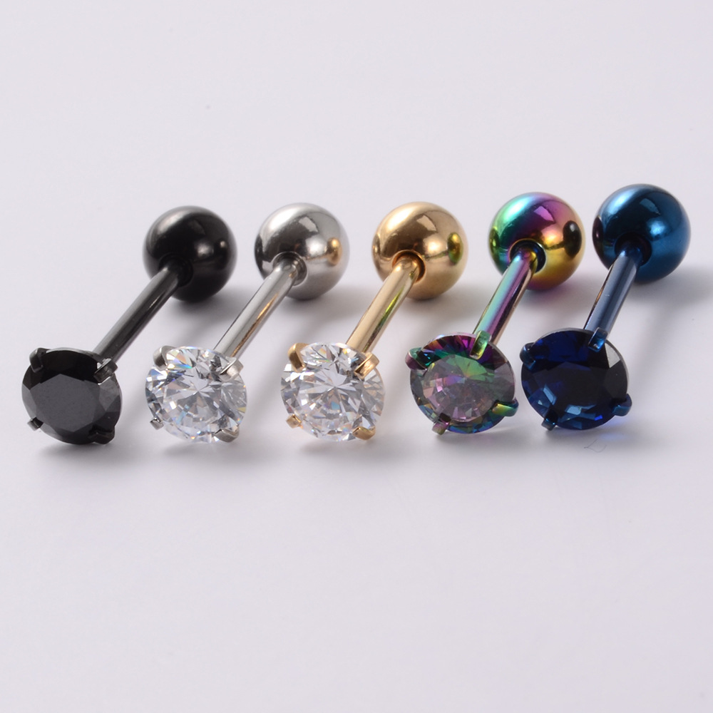Simple Style Streetwear Solid Color Stainless Steel Plating Inlay Zircon Tongue Nail display picture 8