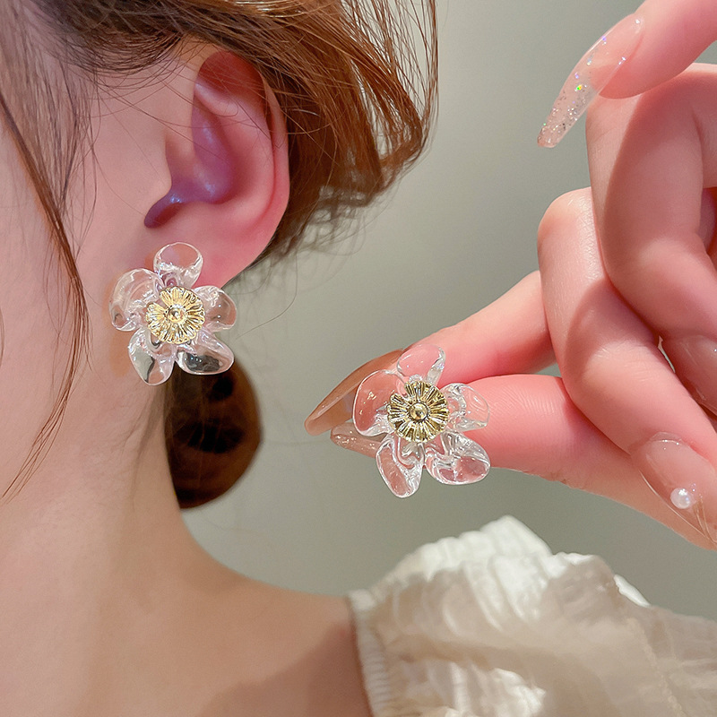 1 Pair Sweet Flower Arylic Alloy Ear Studs display picture 5