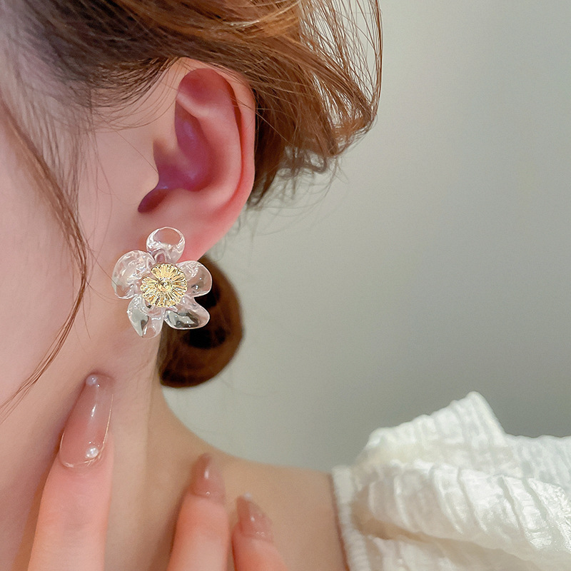 1 Pair Sweet Flower Arylic Alloy Ear Studs display picture 4