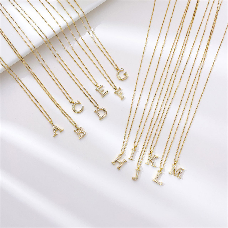 Simple Style Letter Stainless Steel Plating Inlay Zircon White Gold Plated Gold Plated Pendant Necklace display picture 4