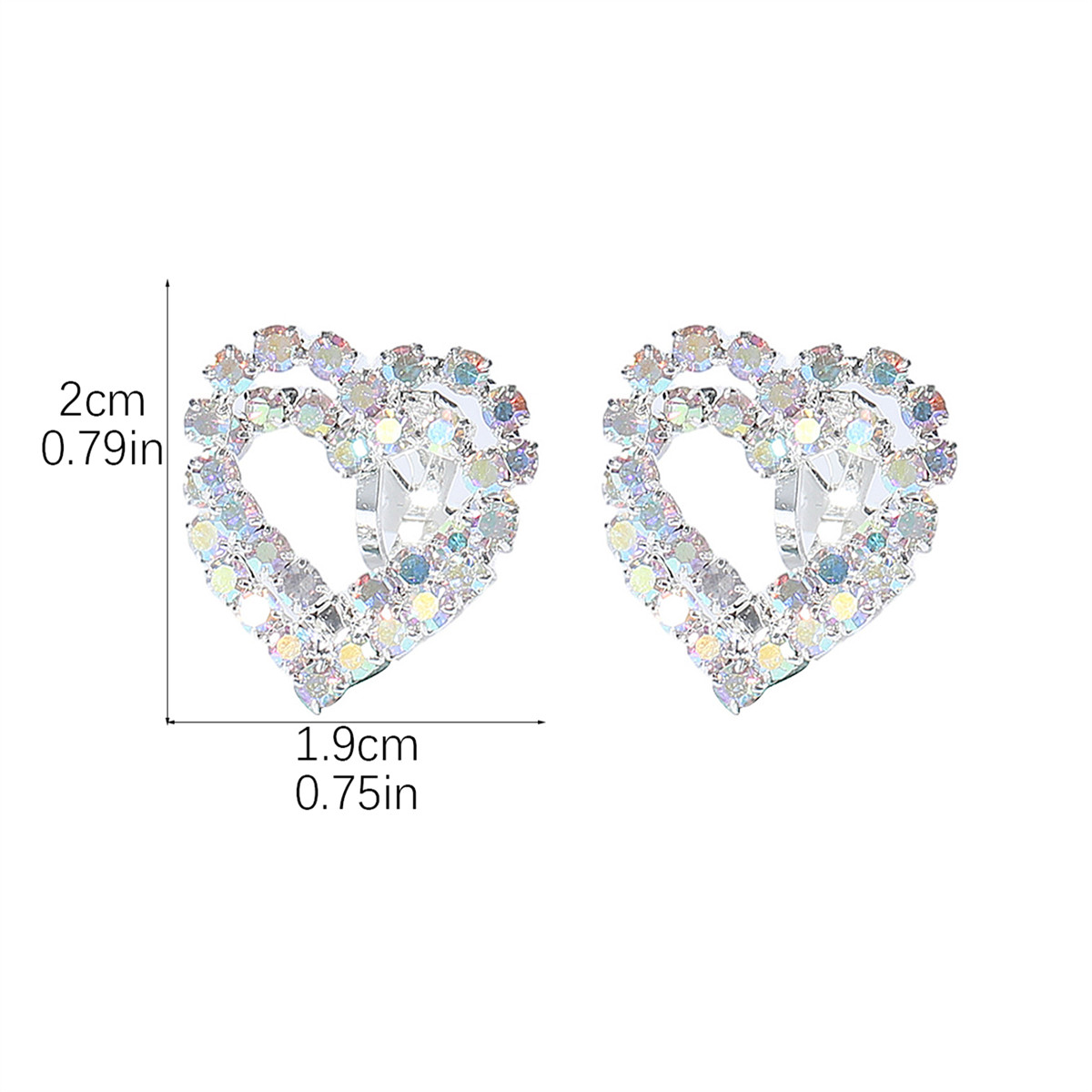 1 Pair Sweet Heart Shape Plating Inlay Alloy Rhinestones Silver Plated Ear Studs display picture 5