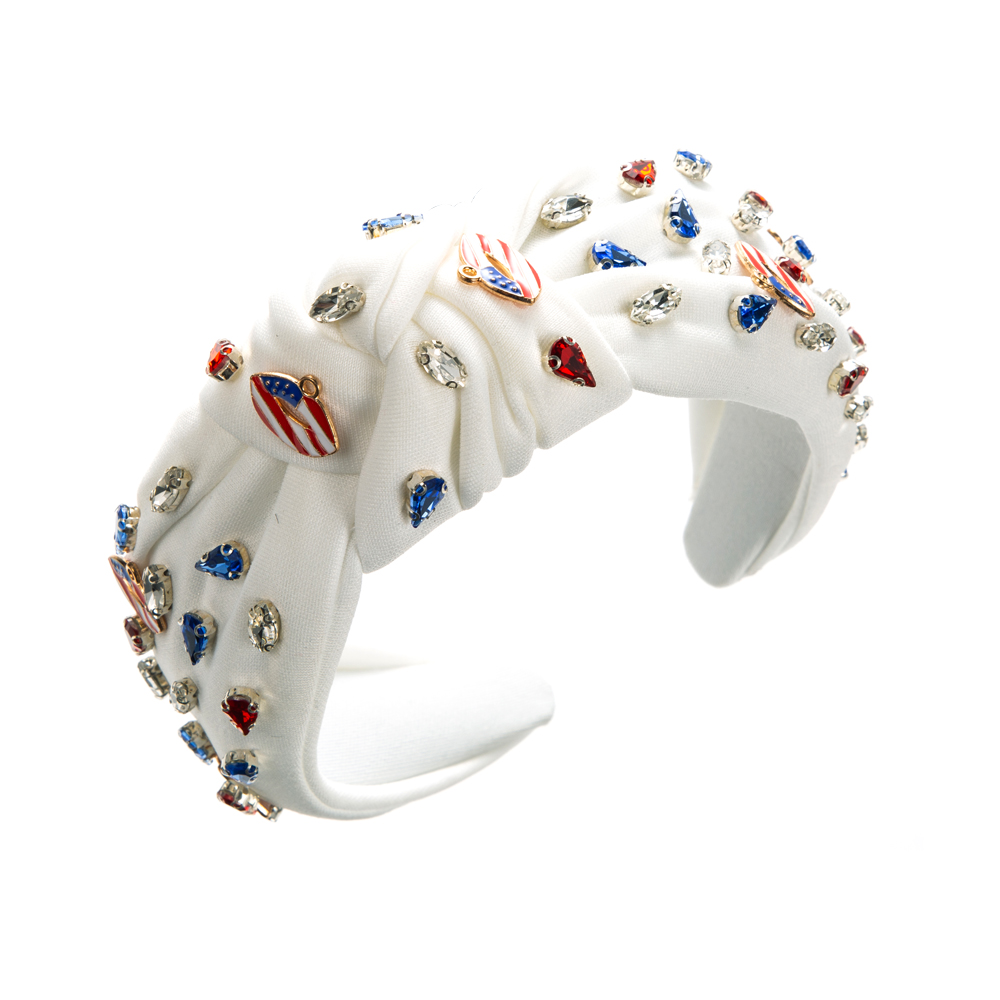 Ethnic Style Water Droplets American Flag Alloy Cloth Inlay Rhinestones Hair Band display picture 6