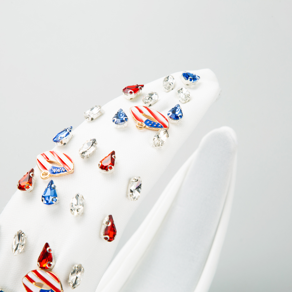 Ethnic Style Water Droplets American Flag Alloy Cloth Inlay Rhinestones Hair Band display picture 4