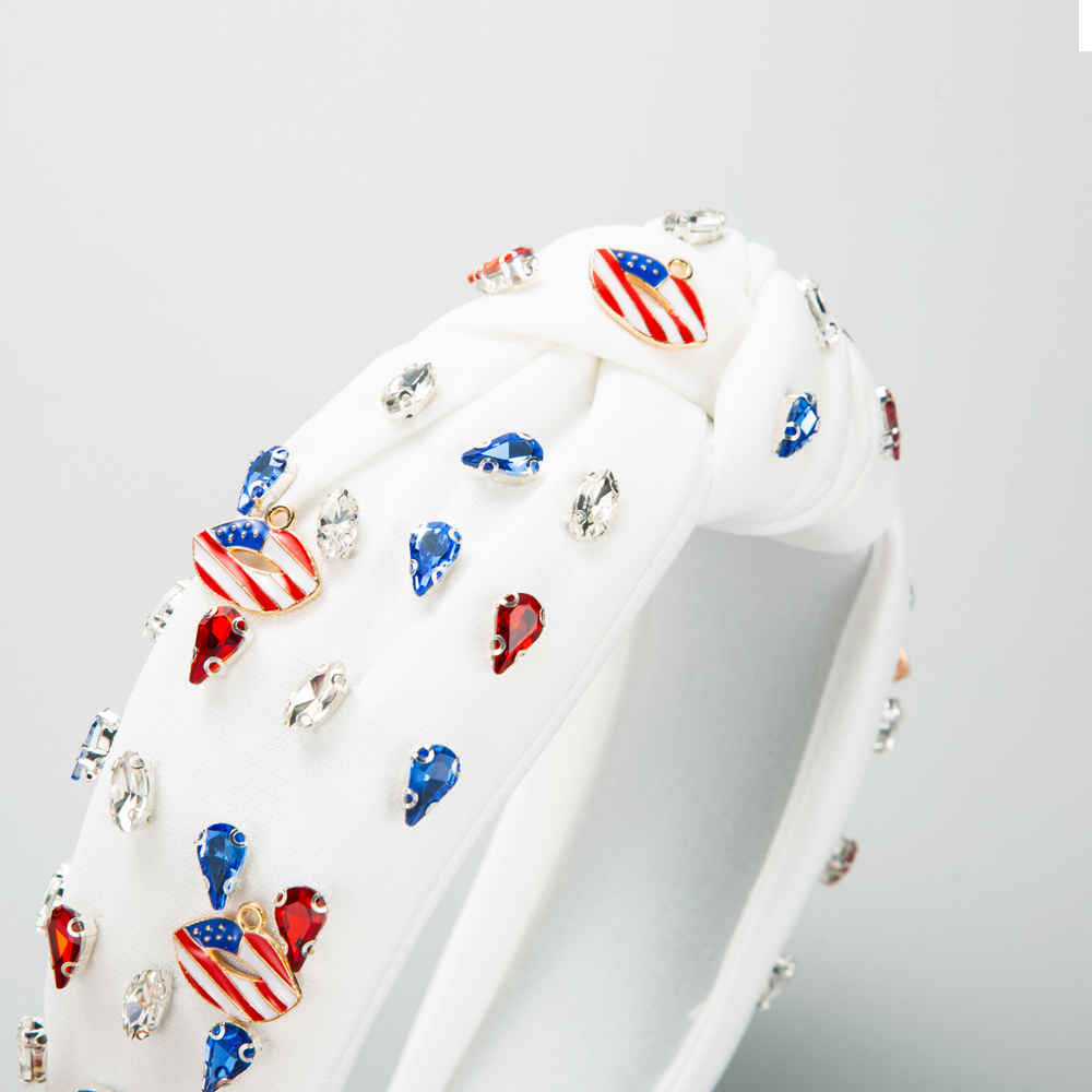Ethnic Style Water Droplets American Flag Alloy Cloth Inlay Rhinestones Hair Band display picture 3