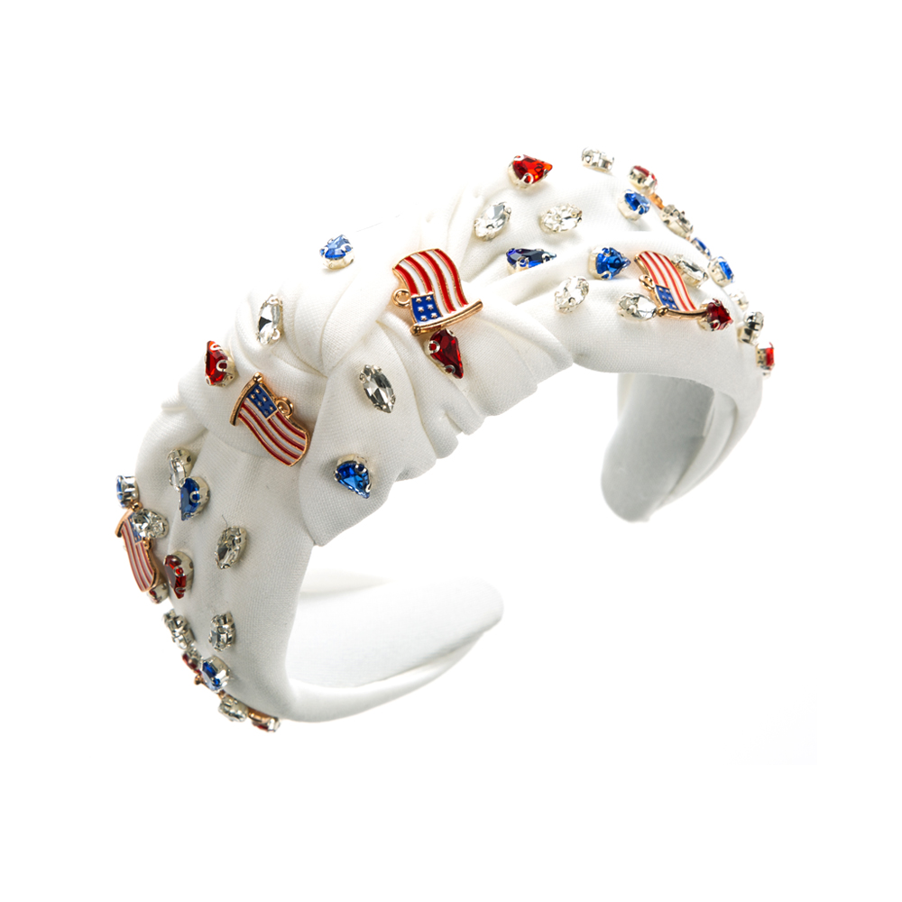 Ethnic Style Water Droplets American Flag Alloy Cloth Inlay Rhinestones Hair Band display picture 7