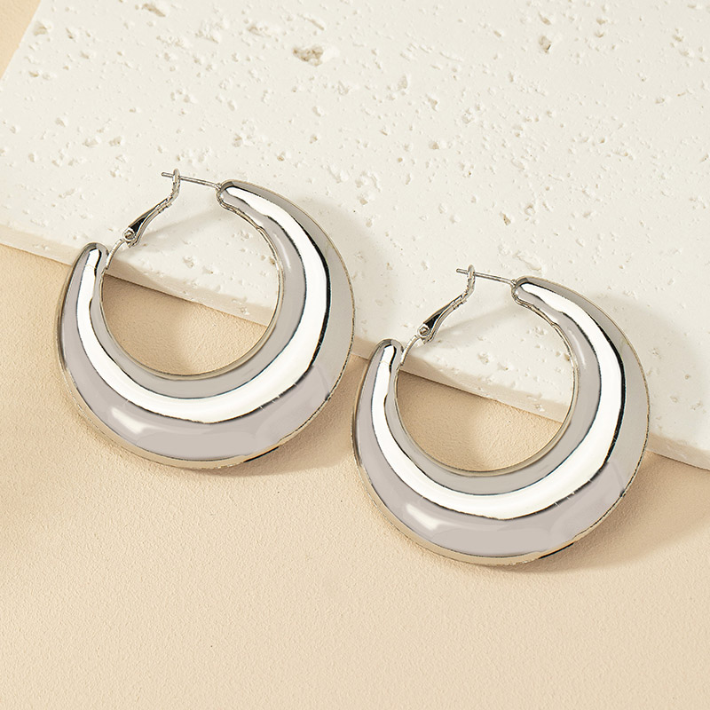 1 Pair Ig Style Simple Style Commute Round Plating Alloy Hoop Earrings display picture 12
