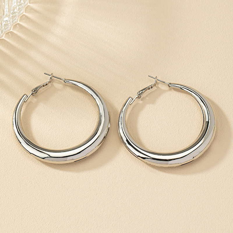 1 Pair Simple Style Commute Round Plating Alloy Gold Plated Hoop Earrings display picture 1