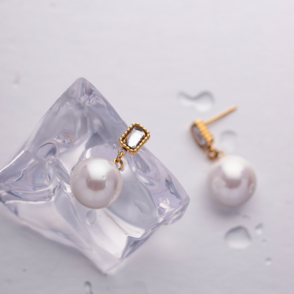 1 Pair Ig Style Lady Pearl Plating Inlay Stainless Steel Zircon Drop Earrings display picture 8