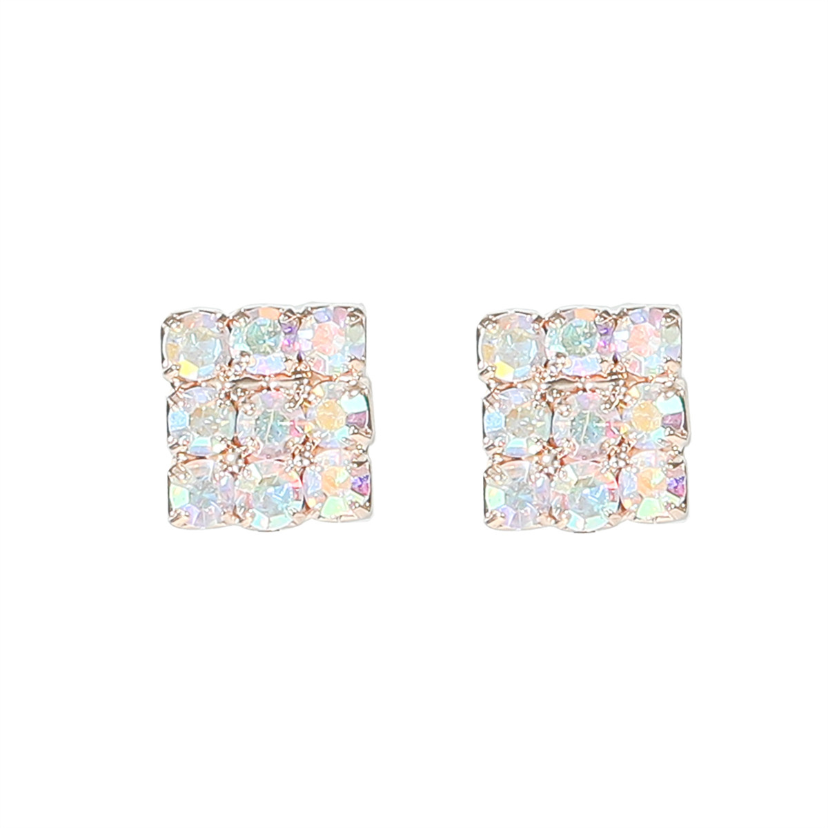 1 Pair Simple Style Square Plating Inlay Alloy Rhinestones Silver Plated Ear Studs display picture 4