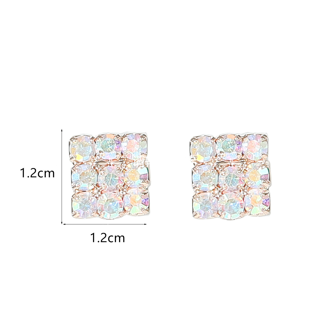 1 Pair Simple Style Square Plating Inlay Alloy Rhinestones Silver Plated Ear Studs display picture 6