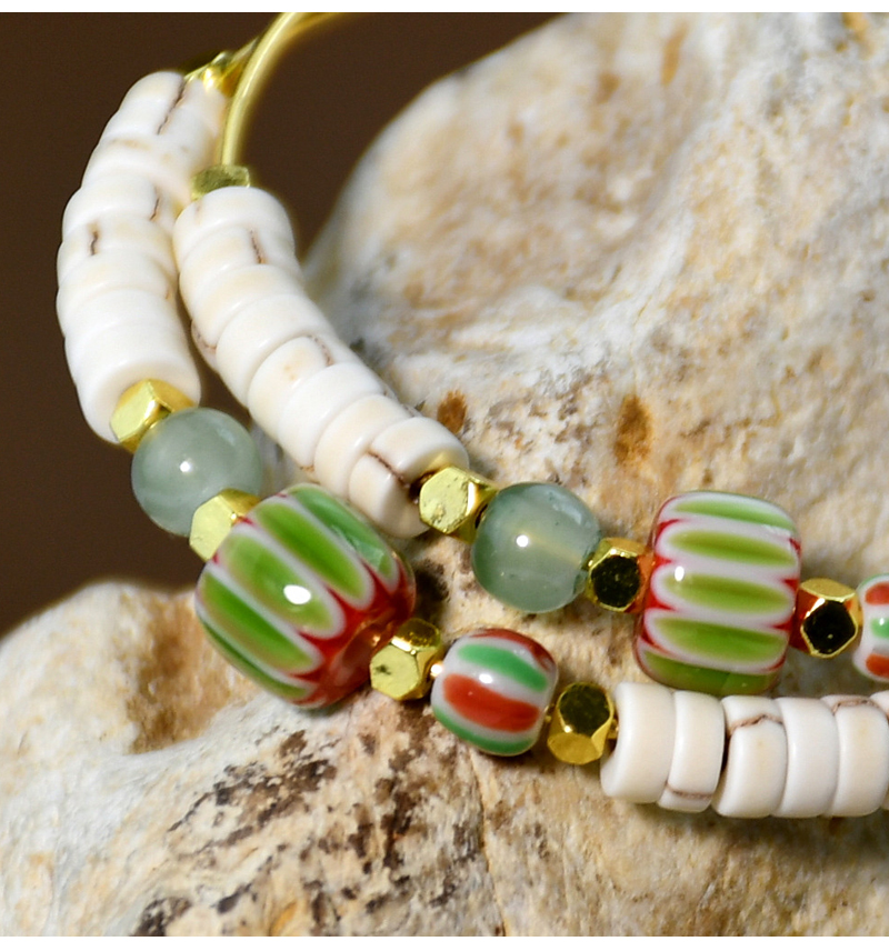 1 Paar Lässig Ferien Farbblock Perlen Überzug Dreidimensional Künstliche Edelsteine Legierung Reif Ohrringe display picture 7