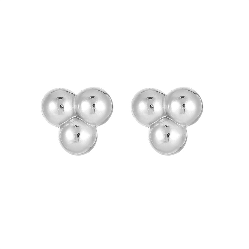 1 Pair Simple Style Ball Patchwork Plating Stainless Steel White Gold Plated Gold Plated Ear Studs display picture 5