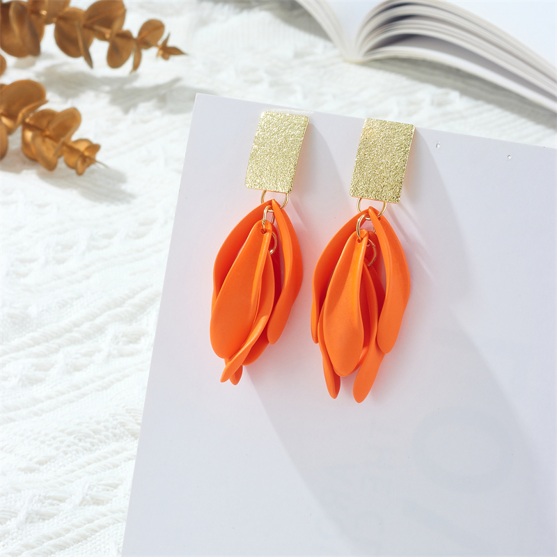 1 Pair Lady Vacation Petal Arylic Alloy Drop Earrings display picture 6