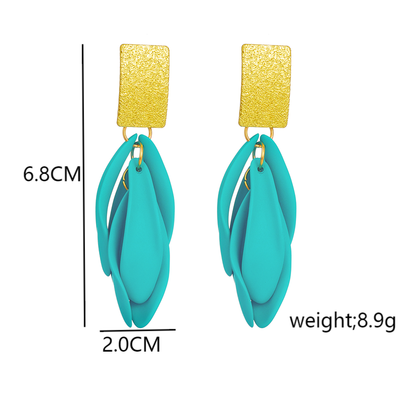 1 Pair Lady Vacation Petal Arylic Alloy Drop Earrings display picture 10