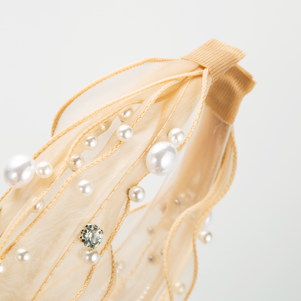 Sucré Irrégulier Chiffon Incruster Perles Artificielles Bande De Cheveux display picture 4