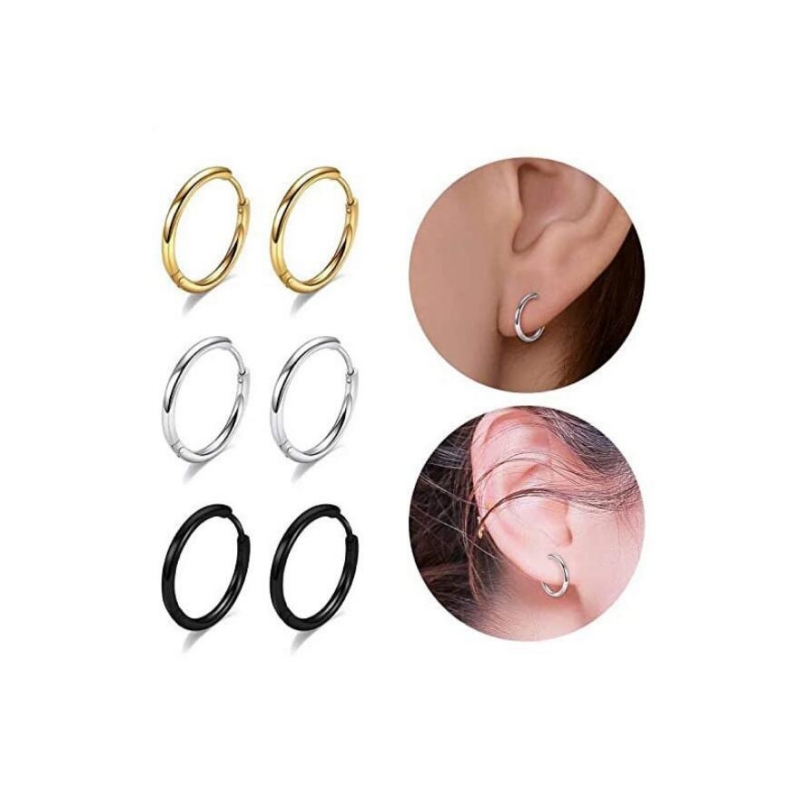 1 Piece Simple Style Circle Plating 304 Stainless Steel Gold Plated Silver Plated Earrings display picture 2