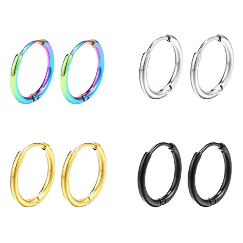 1 Piece Simple Style Circle Plating 304 Stainless Steel Gold Plated Silver Plated Earrings display picture 1