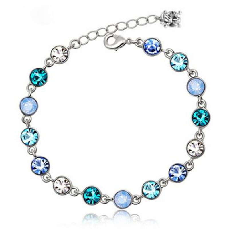 Simple Style Round White Gold Plated Rhinestones Glass Alloy Wholesale Bracelets display picture 6