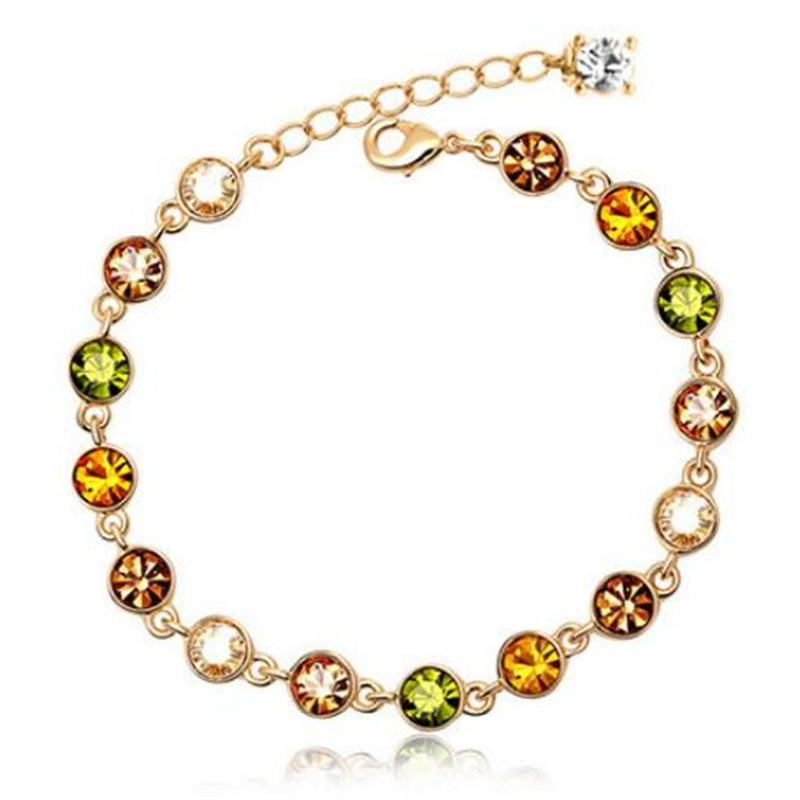 Simple Style Round White Gold Plated Rhinestones Glass Alloy Wholesale Bracelets display picture 8
