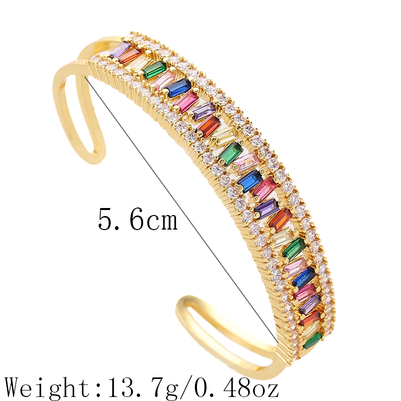 Simple Style Rectangle Copper Inlay Zircon Cuff Bracelets display picture 1