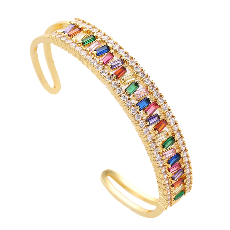 Style Simple Rectangle Le Cuivre Incruster Zircon Bracelets Manchette display picture 2