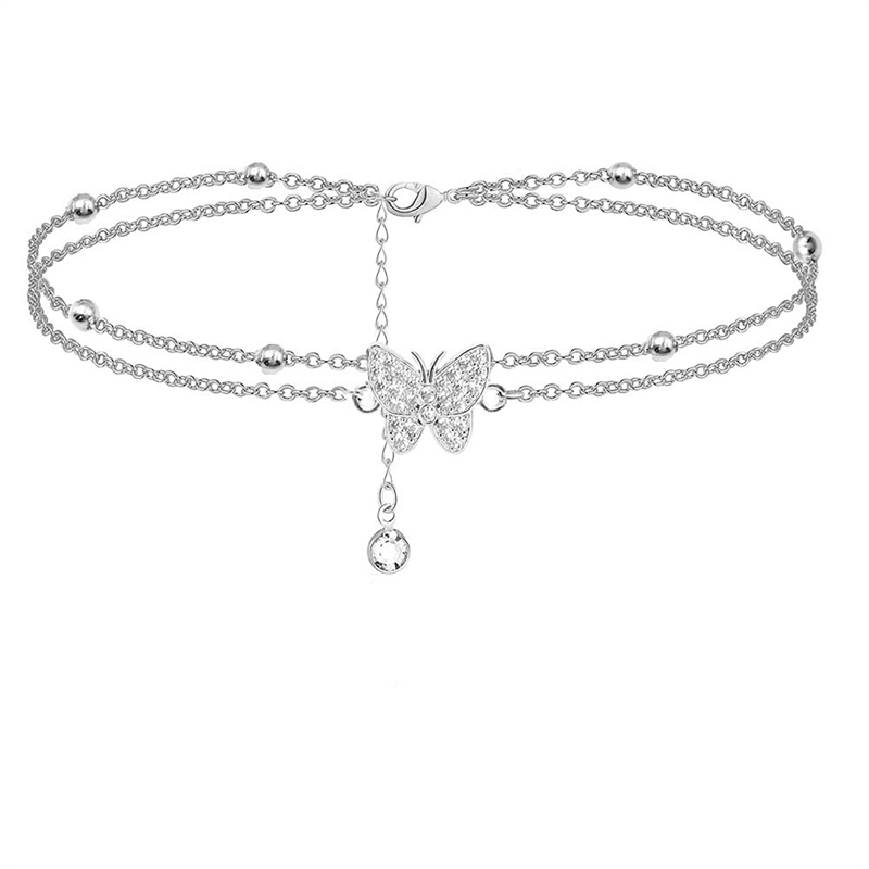 Simple Style Classic Style Butterfly Stainless Steel Inlay Zircon Women's Anklet display picture 2