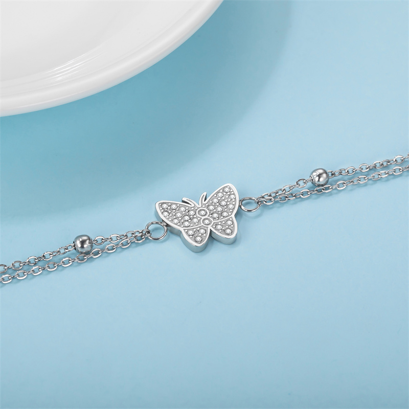Simple Style Classic Style Butterfly Stainless Steel Inlay Zircon Women's Anklet display picture 5