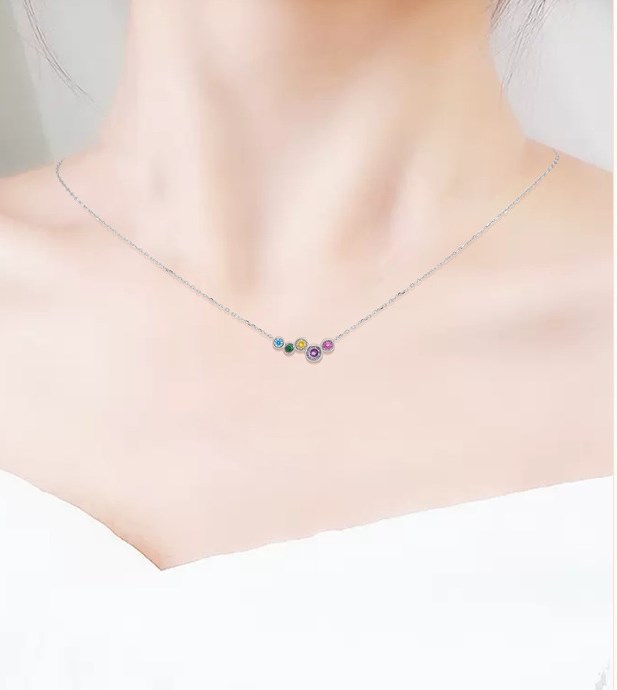 Dame Koreanische Art Geometrisch Sterling Silber Überzug Inlay Zirkon Halskette display picture 2