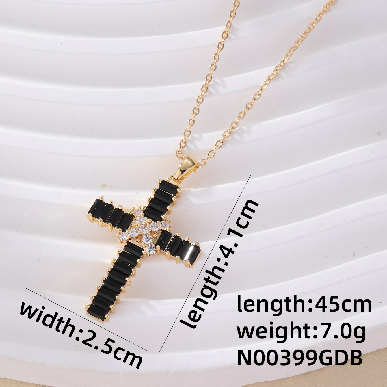 Wholesale Hip-Hop Luxurious Cool Style Cross 304 Stainless Steel Copper Inlay K Gold Plated Rhodium Plated Zircon Pendant Necklace display picture 1
