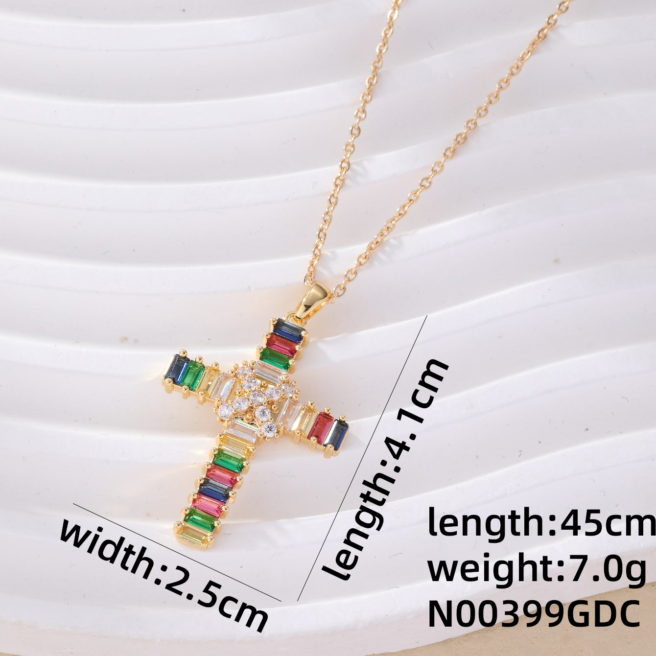 Wholesale Hip-Hop Luxurious Cool Style Cross 304 Stainless Steel Copper Inlay K Gold Plated Rhodium Plated Zircon Pendant Necklace display picture 2