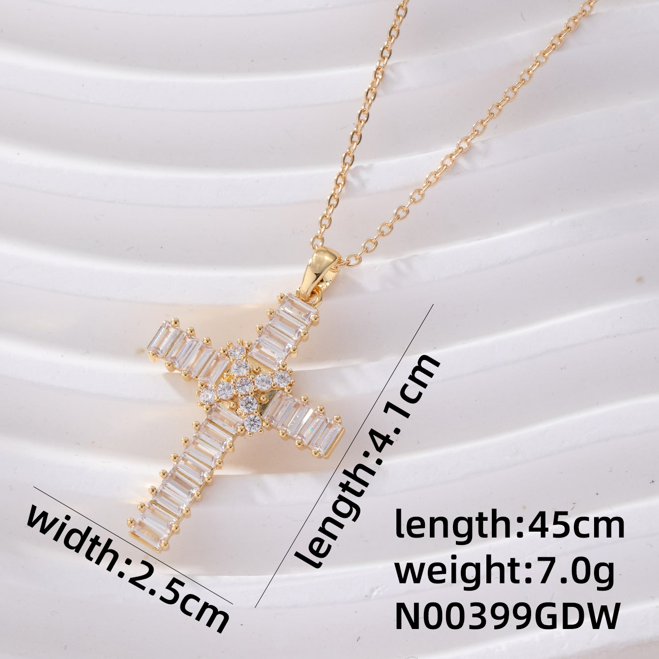 Wholesale Hip-Hop Luxurious Cool Style Cross 304 Stainless Steel Copper Inlay K Gold Plated Rhodium Plated Zircon Pendant Necklace display picture 6