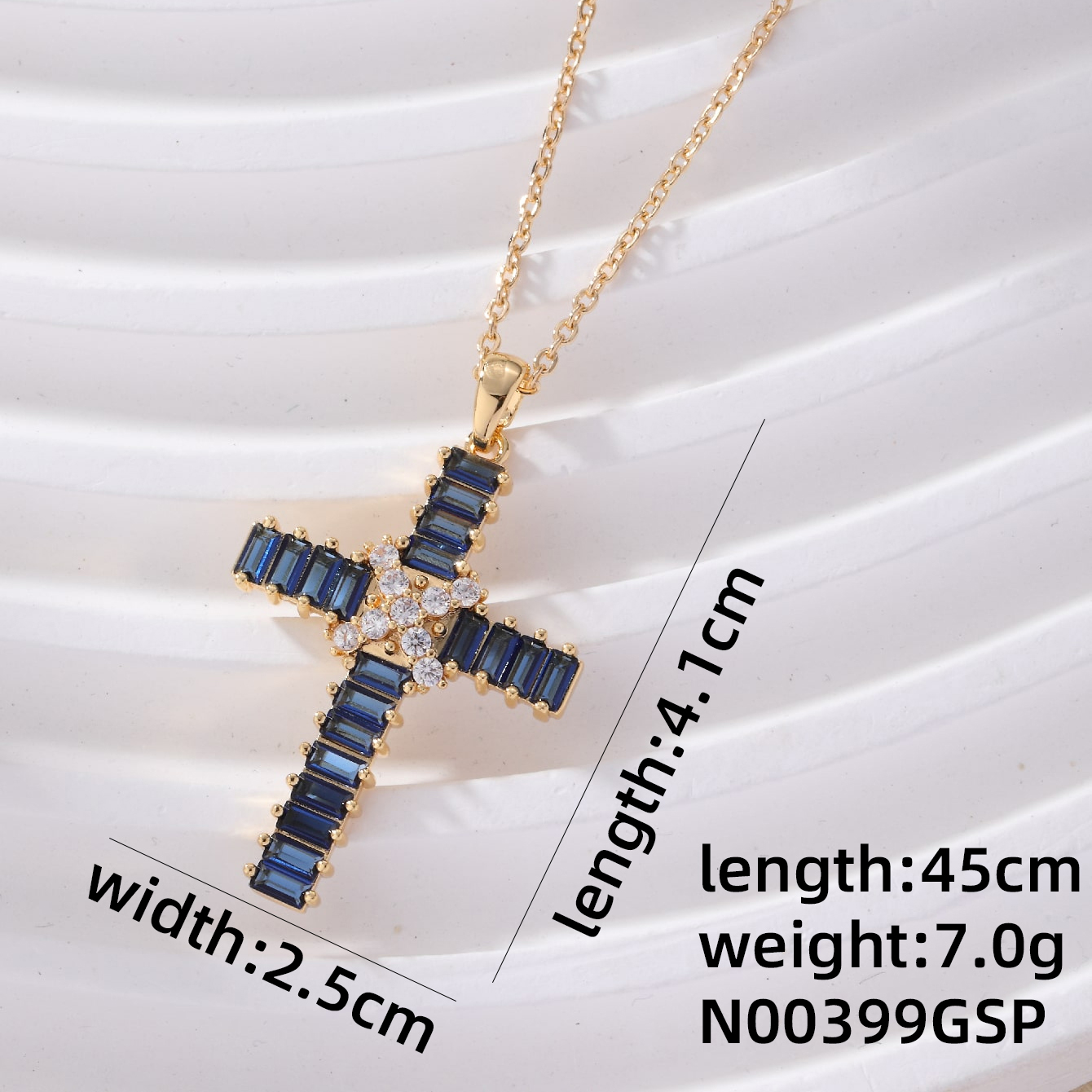 Wholesale Hip-Hop Luxurious Cool Style Cross 304 Stainless Steel Copper Inlay K Gold Plated Rhodium Plated Zircon Pendant Necklace display picture 3