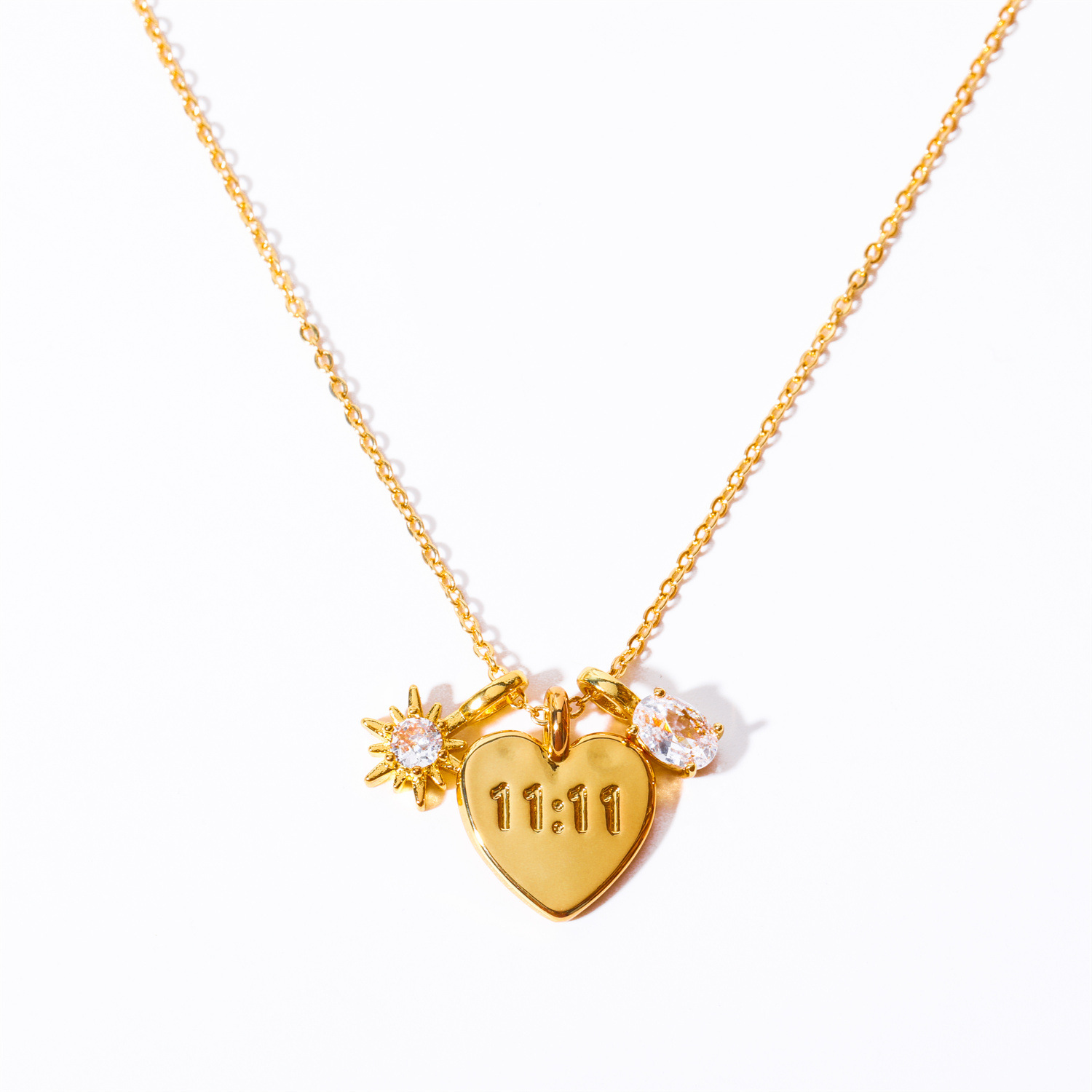 Ig Style Letter Number Heart Shape Copper Gold Plated Zircon Pendant Necklace In Bulk display picture 1