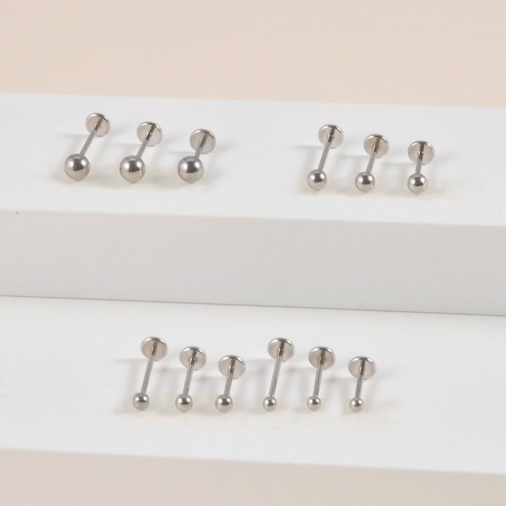 Simple Style Round Stainless Steel Plating Zircon Lip Stud display picture 6
