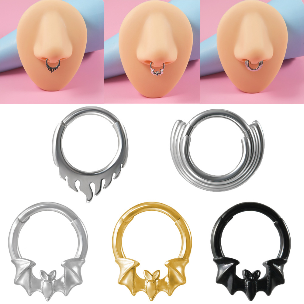 Simple Style Flame Bat Stainless Steel Plating Gold Plated Nose Ring display picture 1
