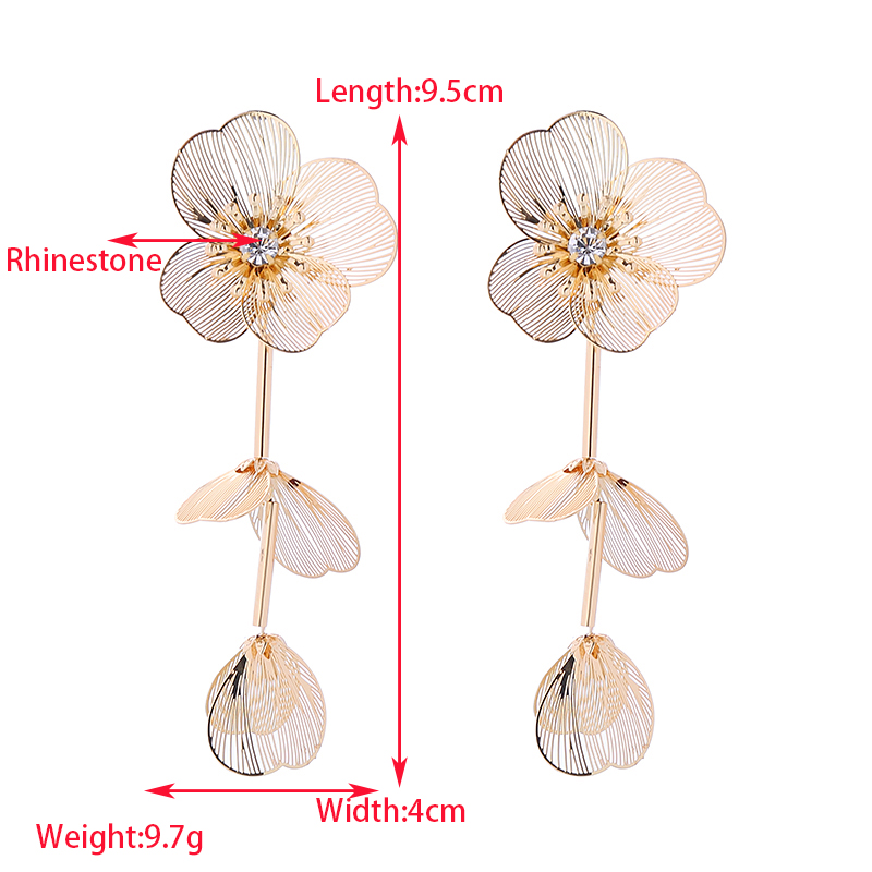 1 Pair Elegant Luxurious Flower Inlay Alloy Rhinestones Drop Earrings display picture 1