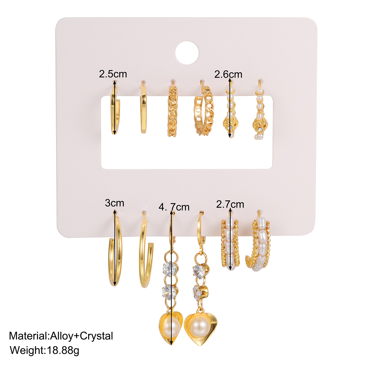 9 Pairs Elegant Shiny Tassel Heart Shape Butterfly Plating Inlay Imitation Pearl Alloy Artificial Gemstones Artificial Pearls Rhinestones Gold Plated Silver Plated Earrings display picture 3