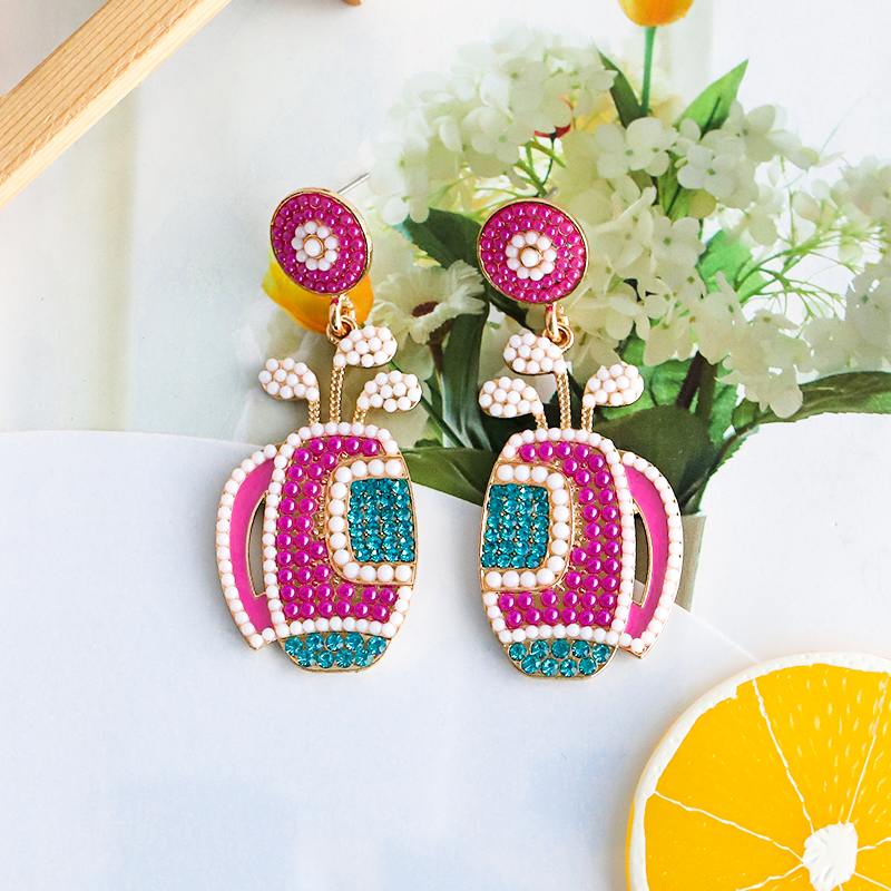 1 Pair Casual Color Block Inlay Alloy Resin Drop Earrings display picture 5