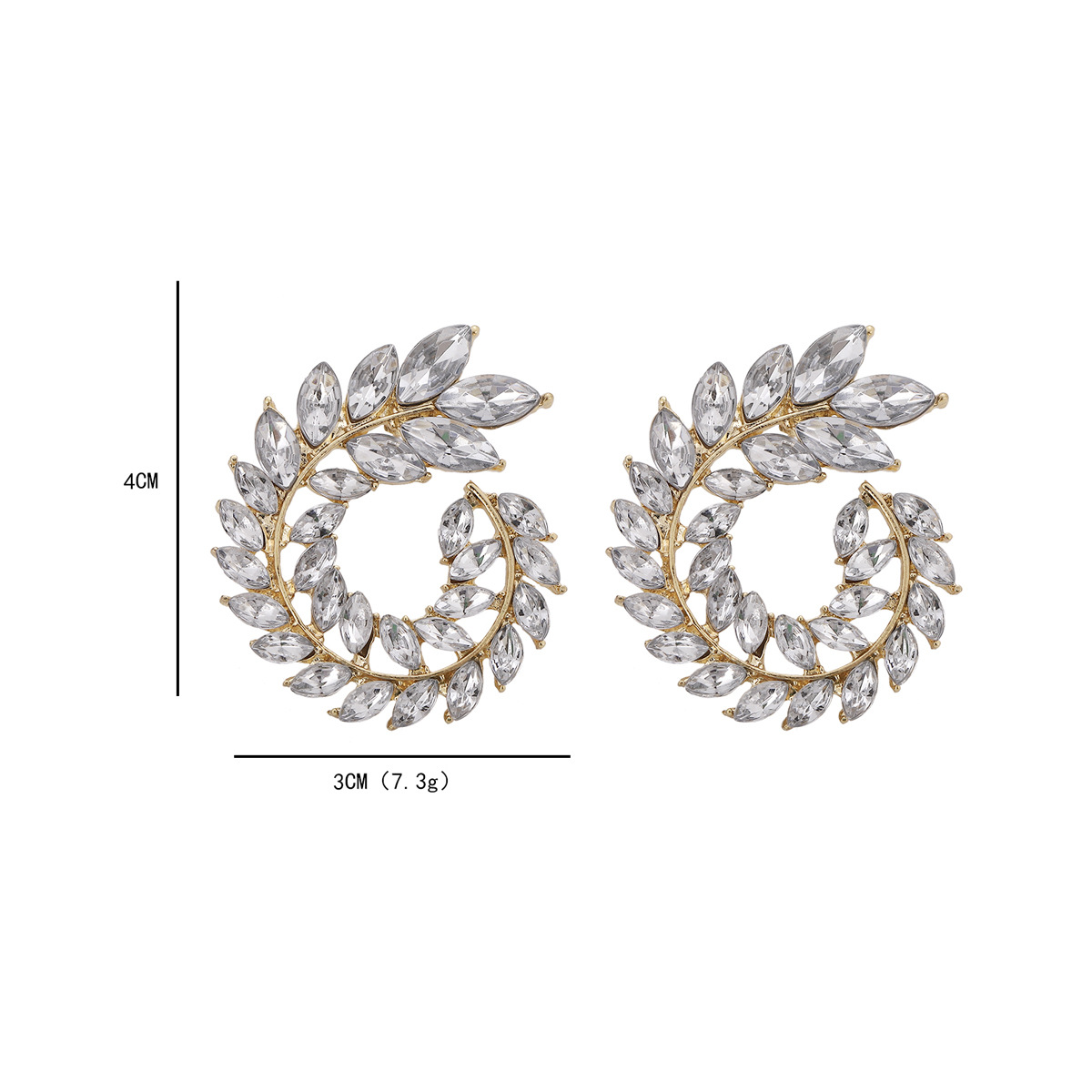 1 Pair Lady Leaf Inlay Artificial Crystal Ear Studs display picture 1