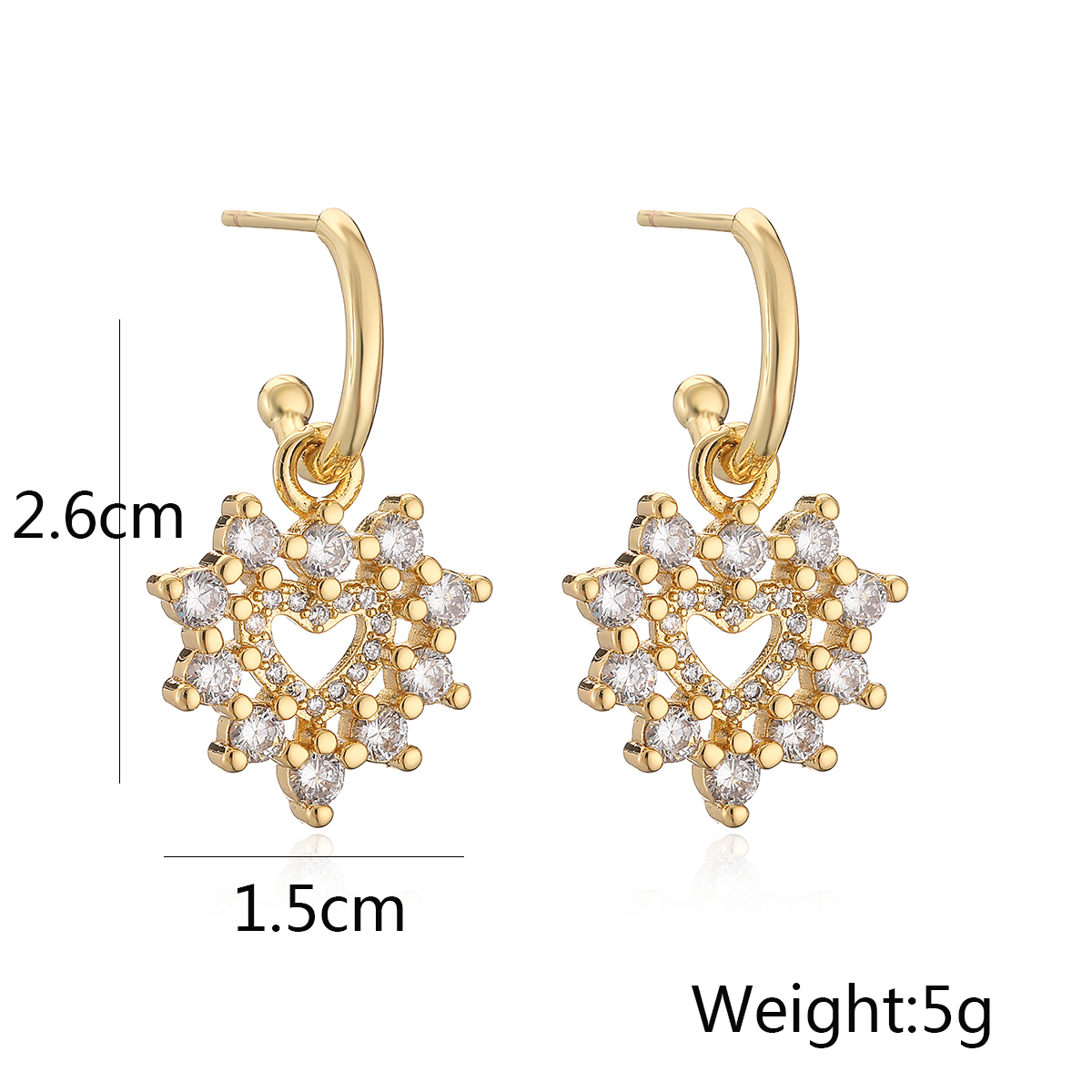 1 Pair Simple Style Commute Heart Shape Dragonfly Plating Inlay Copper Zircon 18k Gold Plated Drop Earrings display picture 1