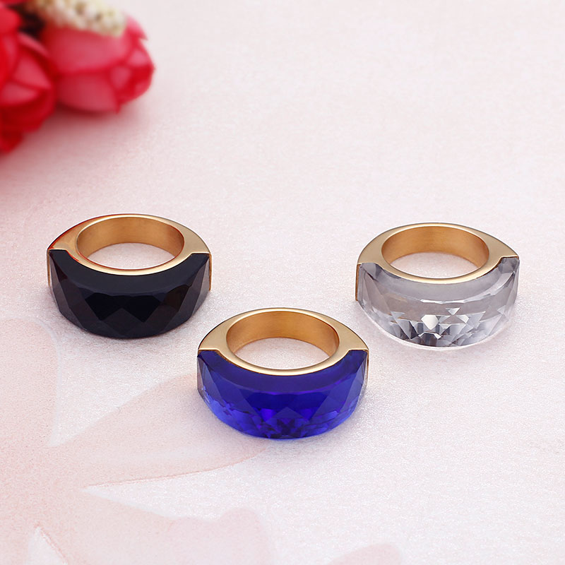 Titanium Steel 18K Gold Plated Simple Style Plating Solid Color Rings display picture 2